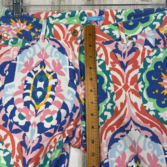 J. McLaughlin Pants Women 8 Zip Multicolor Floral Straight Pocket Jersey Stretch - Picture 12 of 15